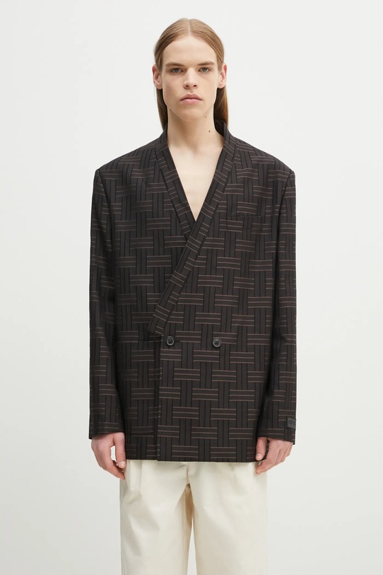 Kenzo marynarka wełniana tkanina brązowy FF55VE1309JT.90