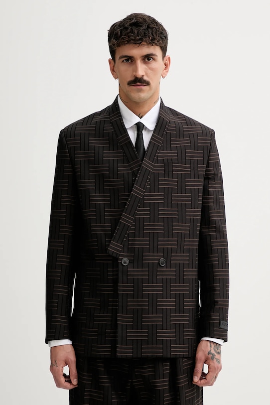 Kenzo marynarka wełniana tkanina brązowy FF55VE1309JT.90