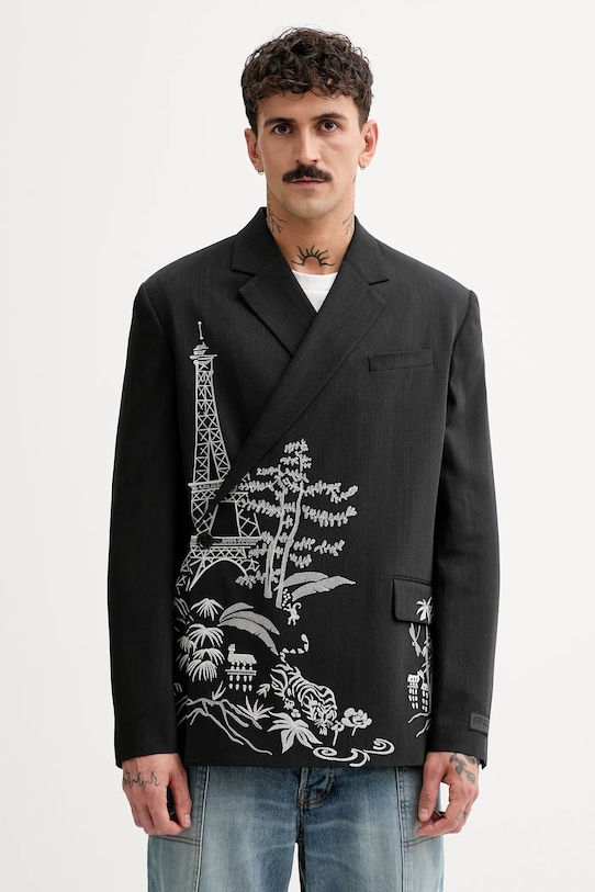 Піджак з домішкою вовни Kenzo relaxed чорний FF55VE1429RI.99