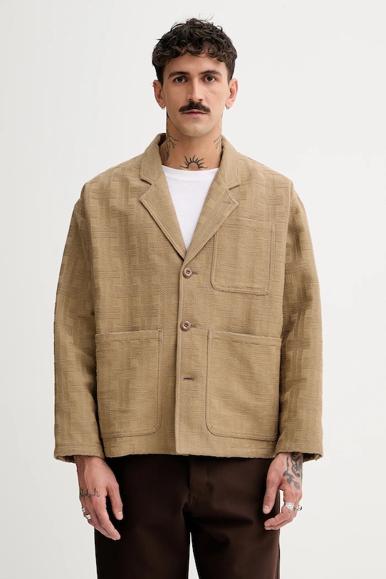 Kenzo giacca in lino misto tessuto beige FF55VE2329JH.10