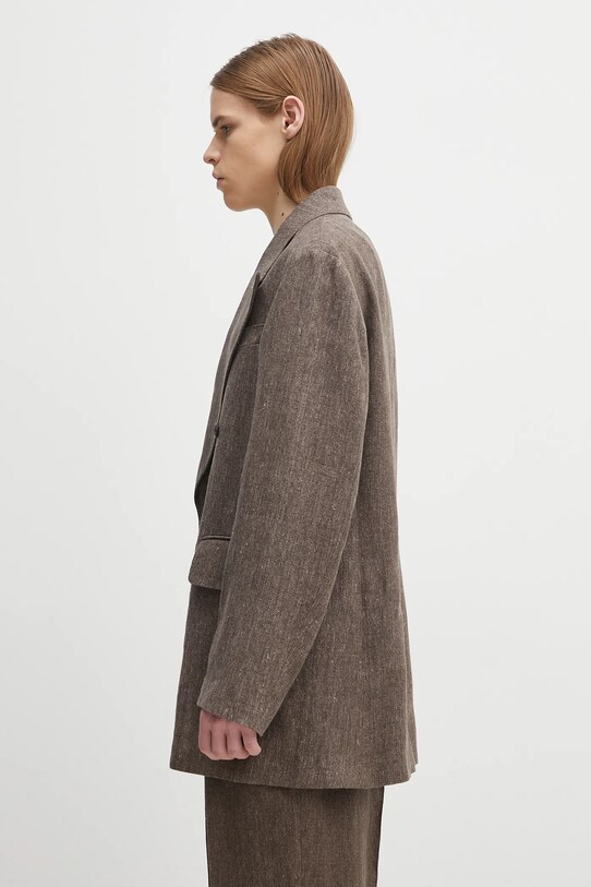Our Legacy linen blazer Sharp Db Blazer M2250STC brown SS25