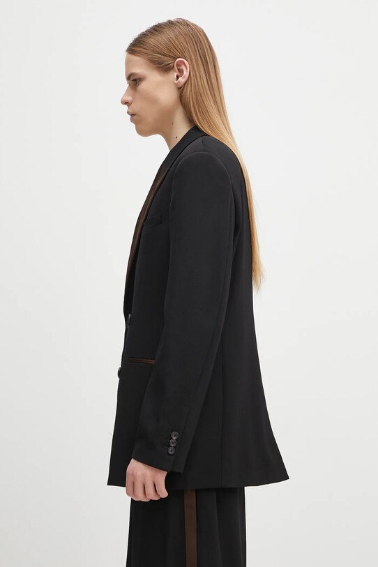Vlněné sako Wales Bonner Rise Tuxedo MS25JA05.WV03.999 černá SS25