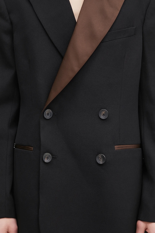 Wales Bonner marynarka wełniana Rise Tuxedo czarny MS25JA05.WV03.999