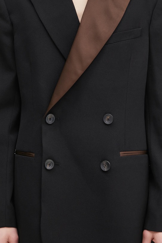 Μάλλινο σακάκι Wales Bonner Rise Tuxedo μαύρο MS25JA05.WV03.999