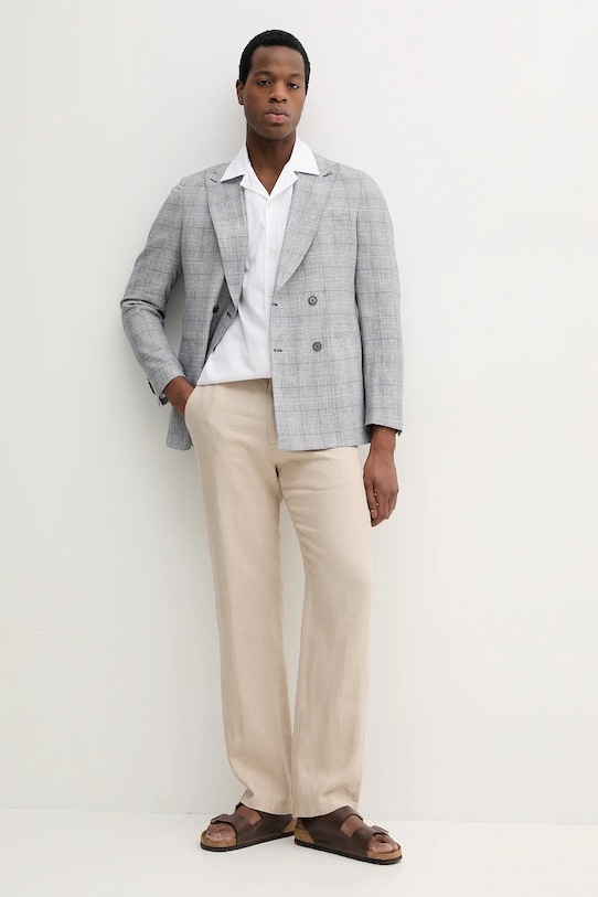 Michael Kors marynarka z domieszką wełny MK0SB01077 szary SS25