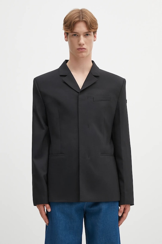 Μπλέιζερ με μίγμα μαλλιού 032C '032C Office Attire' κανονικό μαύρο S25.MRW.2001.000