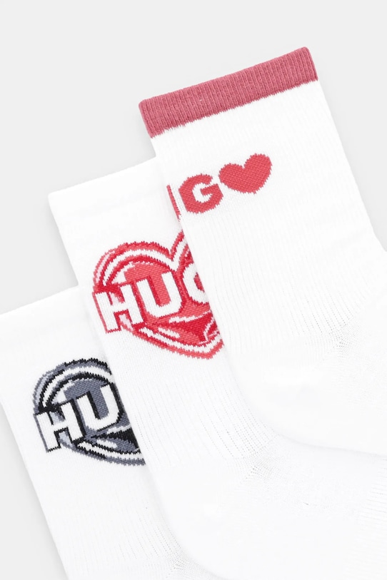 Nogavice HUGO 3-pack 50530508 bela SS25