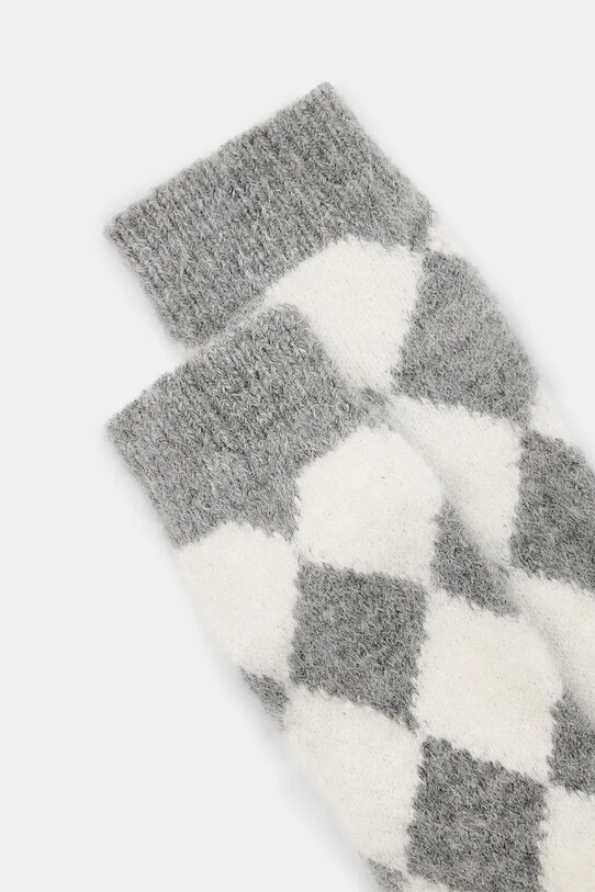 AllSaints sosete din amestec de lana CHECK W081XB gri SS25