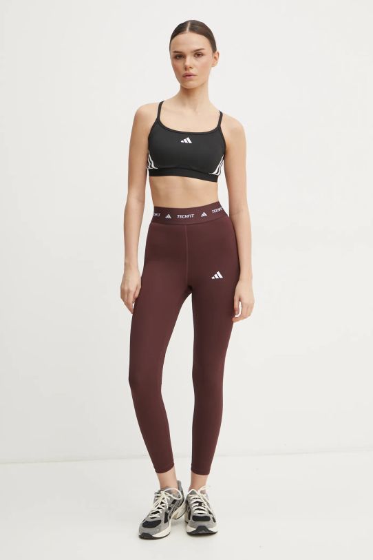 adidas Performance legginsy treningowe Techfit JI5550 bordowy SS25