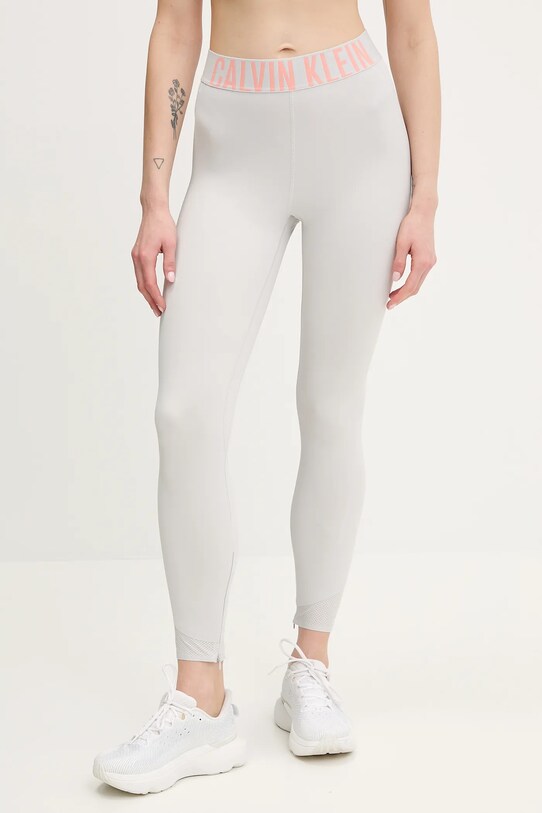 Tréningové legíny Calvin Klein Performance s elastanom sivá LVGWS5L616