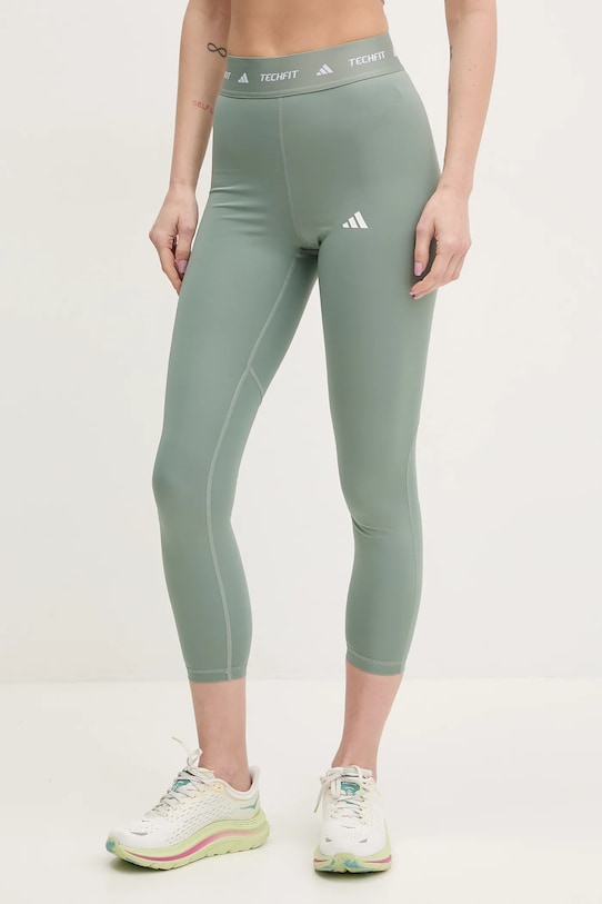 adidas Performance leggins de antrenament Techfit tricotaj verde JI5551