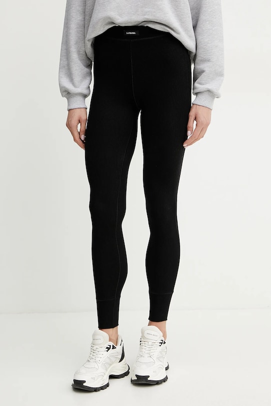 La Mania legginsy z elastanem czarny KISS.2