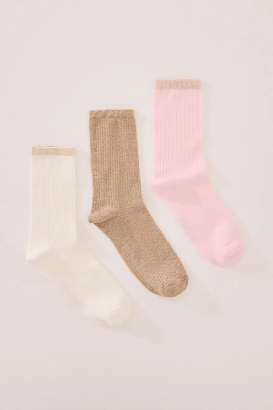 Ponožky women'secret 3-pak dlhé ponožky béžová 4489226