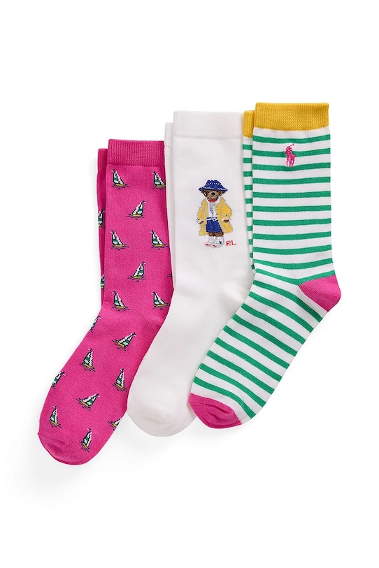Polo Ralph Lauren skarpetki dziecięce 3-pack skarpetki długie różowy 448969097001
