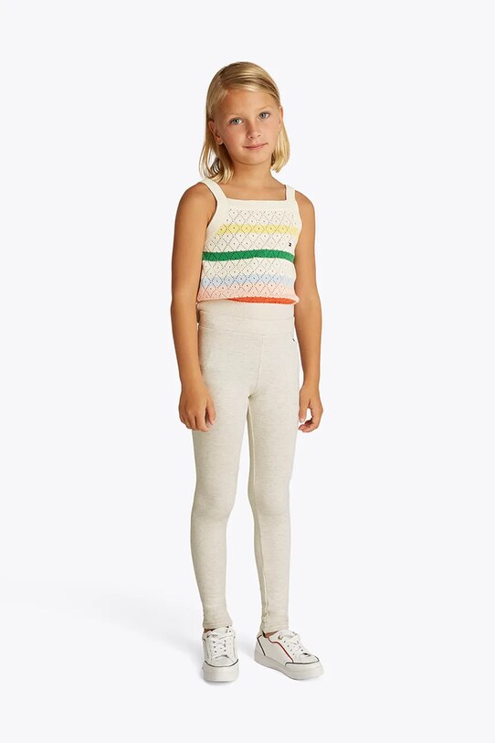 Tommy Hilfiger legginsy bawełniane dziecięce bawełna biały KG0KG08421.128.176.PPYA