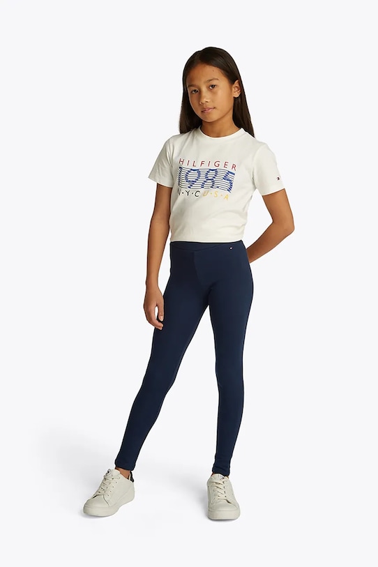 Tommy Hilfiger gyerek pamut legging dzsörzé sötétkék KG0KG08421.128.176.PPYA