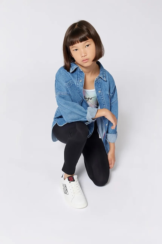 HUGO legginsy dziecięce z elastanem czarny G00428.114.150