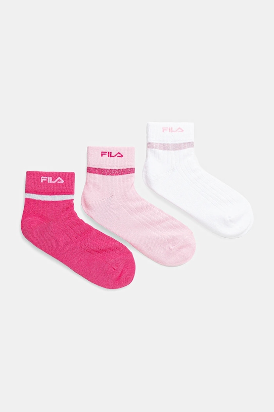 Fila skarpetki dziecięce 3-pack skarpetki długie różowy F2112