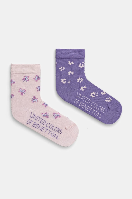 Otroške nogavice United Colors of Benetton 2-pack Prijazno od planeta vijolična 6AO307045.G.Seasonal