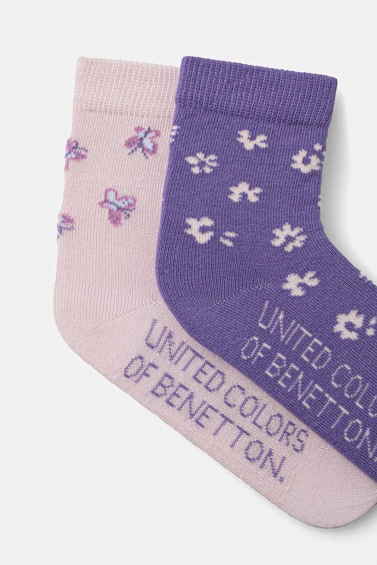 Дитячі шкарпетки United Colors of Benetton 2-pack 6AO307045.G.Seasonal фіолетовий SS25