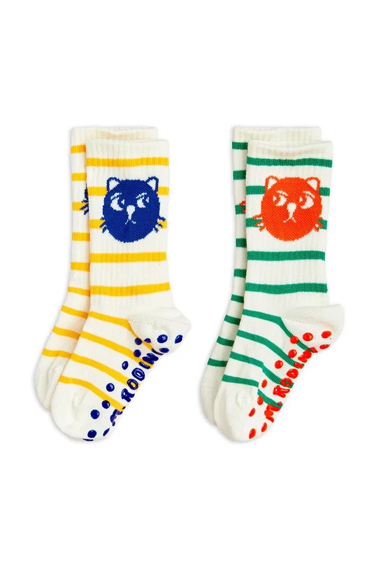 Dětské ponožky Mini Rodini Cats 2-pack dlouhé ponožky bílá 2516010600