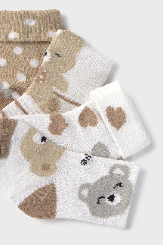 Mayoral Newborn skarpetki dziecięce 4-pack 9867.2G.Newborn.PPYH brązowy SS25