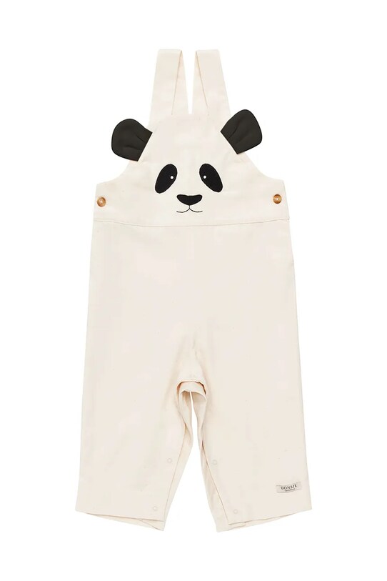 Hlače na naramnice za dojenčke Donsje Kladi Overalls Panda Tkanina bež 3036601