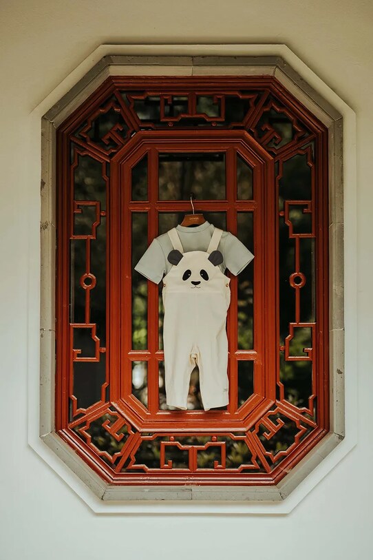 Deklice Hlače na naramnice za dojenčke Donsje Kladi Overalls Panda 3036601 bež