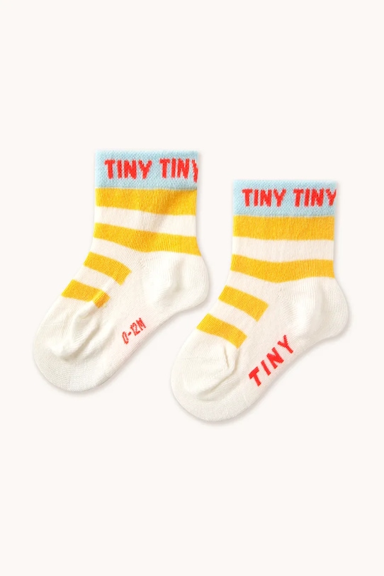 Tinycottons sosete copii STRIPES SHORT HEIGHT SOCKS sosete lungi galben SS25.458
