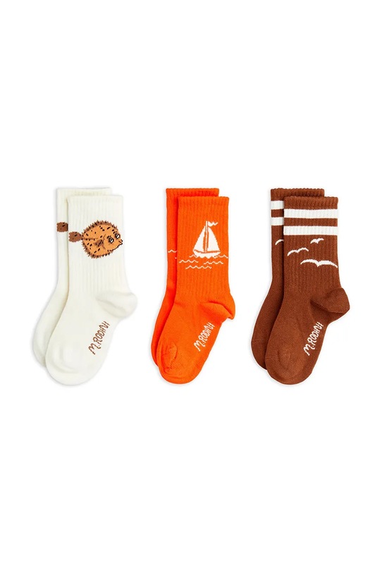 Παιδικές κάλτσες Mini Rodini Sailing boats 3-pack ψηλές κάλτσες πορτοκαλί 2526010500