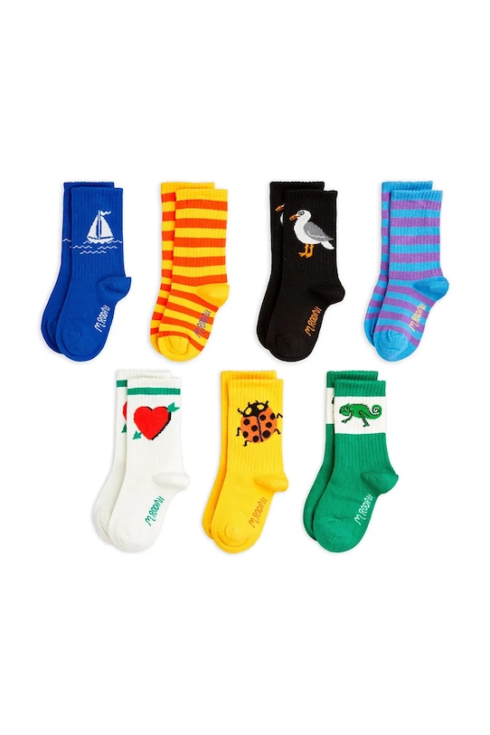 Detské ponožky Mini Rodini Seagull 7-pak dlhé ponožky žltá 2526010900