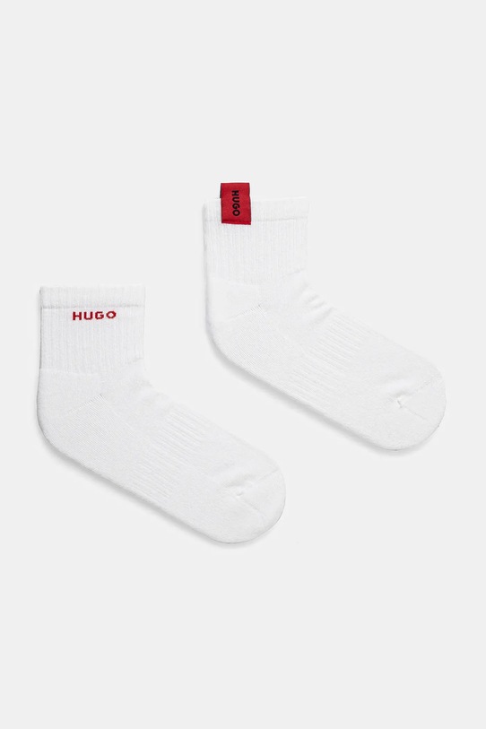 Pamučne čarape HUGO 2-pack 2P SH WOVEN LABEL CC visoke čarape bijela 50531469