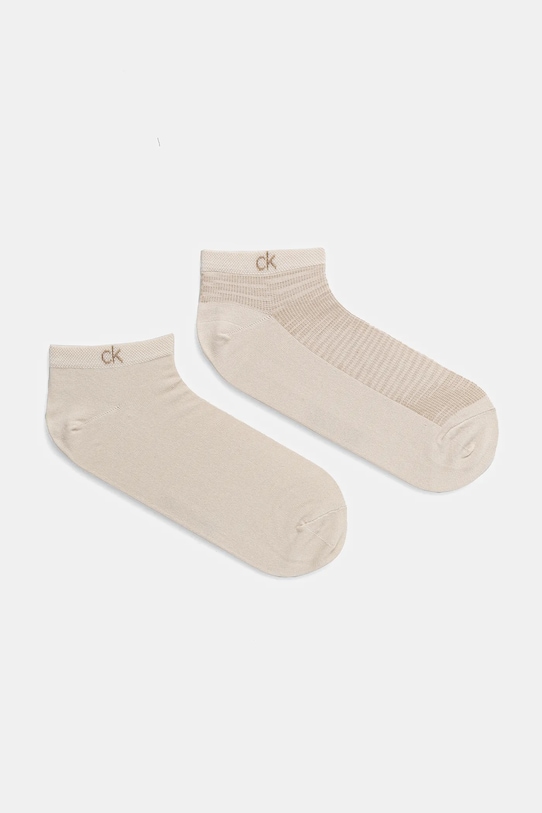 Ponožky Calvin Klein 2-pack hladký béžová 701232663