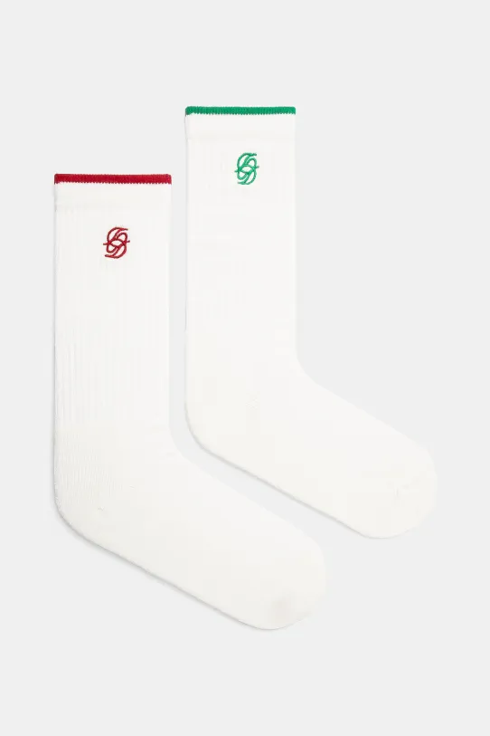 Κάλτσες Drôle de Monsieur La Chaussette D Miroir 2-pack ψηλές κάλτσες λευκό G.SK124.CO024.MC