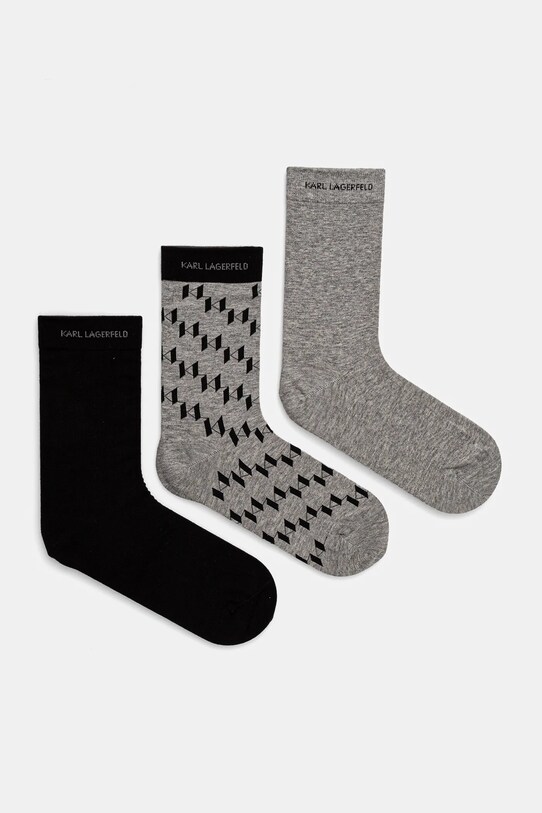 Karl Lagerfeld skarpetki 3-pack wzorzyste szary A1M47046