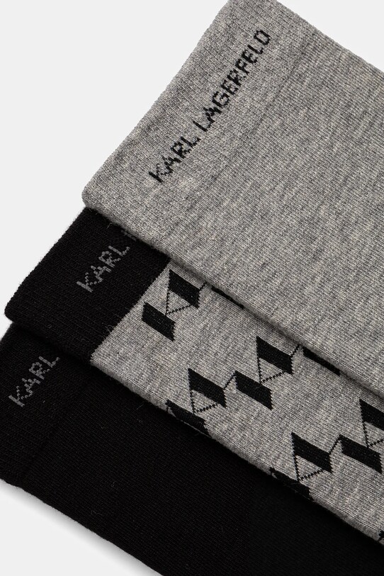 Karl Lagerfeld skarpetki 3-pack A1M47046 szary SS25