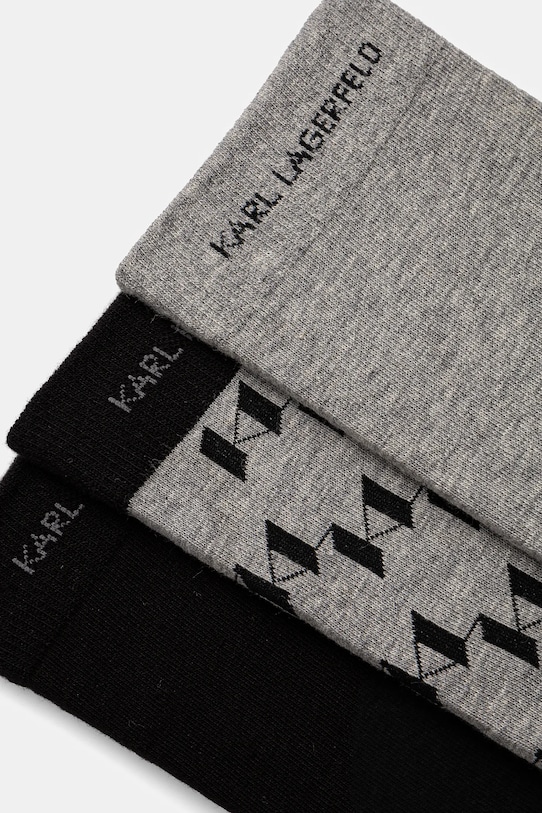 Чорапи Karl Lagerfeld (3 чифта) A1M47046 сив SS25