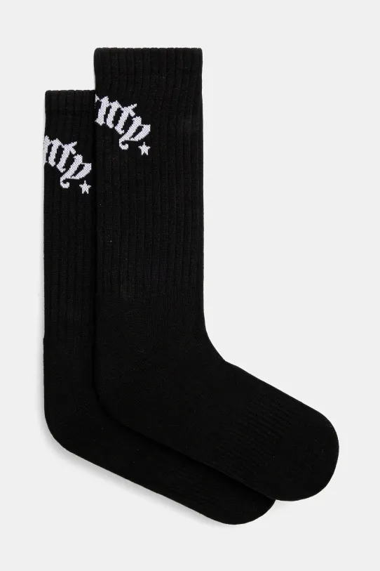 Marcelo Burlon sosete County Goth Short Socks Black White sosete lungi negru CMRA015S25KNI0031001