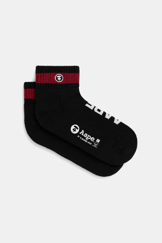 Шкарпетки AAPE Main короткі шкарпетки чорний AAPSOM5296XXN