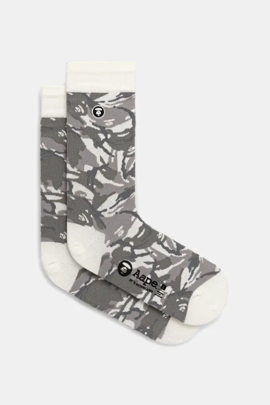 AAPE socks Main all-over print white AAPSOM4293XXN