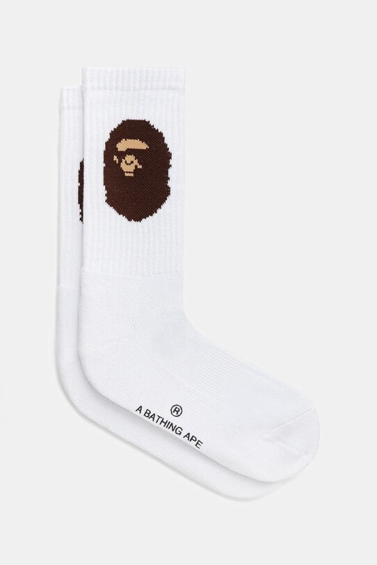 Čarape A Bathing Ape APE head visoke čarape bijela 1K80184001