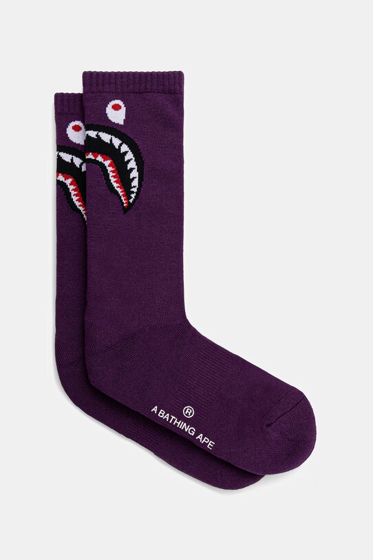 Шкарпетки A Bathing Ape Shark довгі шкарпетки фіолетовий 1K80184002
