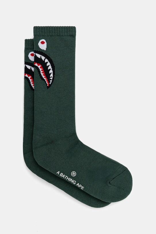 Шкарпетки A Bathing Ape Shark довгі шкарпетки зелений 1K80184002
