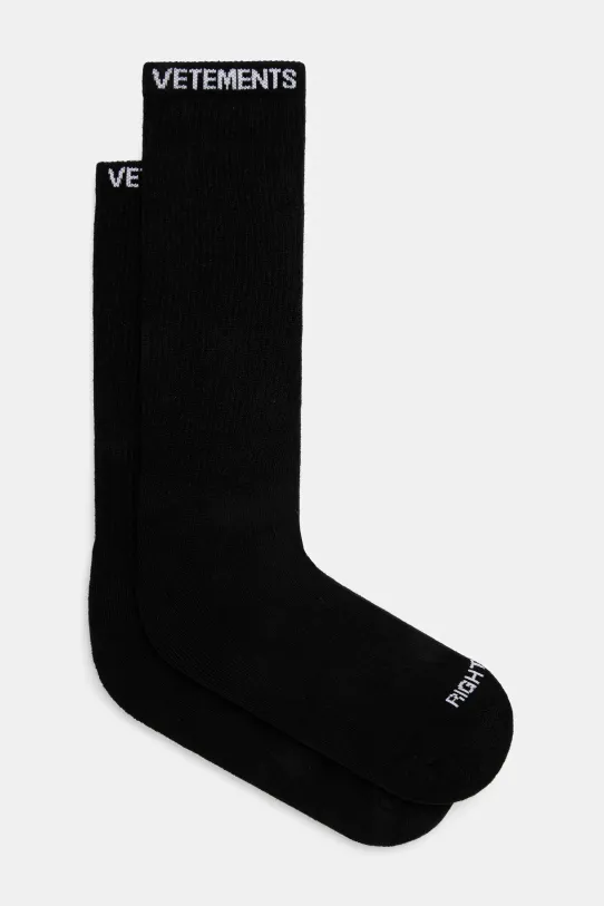 Носки VETEMENTS Logo длинные носки чёрный UA66SO100B