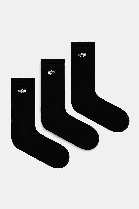 Хлопковые носки Alpha Industries Basic Socks 3 Pack 3 шт длинные носки чёрный 156986
