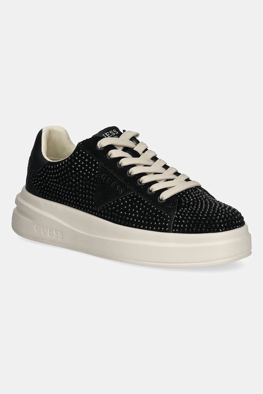 Кожени маратонки Guess ELBINA платформа черен FLPELB.SUE12.BLACK