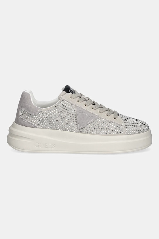 Guess sneakersy skórzane ELBINA FLPELB.SUE12.WHITE szary SS25