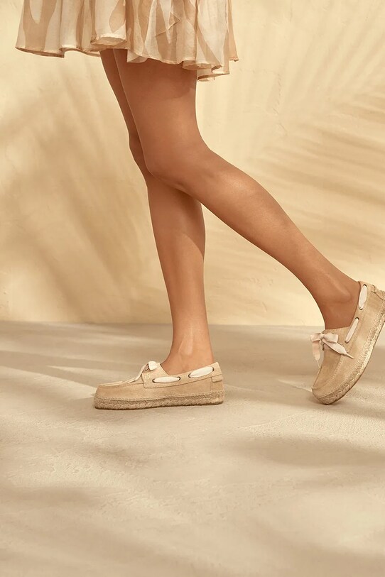 Obuv Semišové mokasíny Manebi Hamptons Boat-Shoes Espadrilles K.1.1.KW béžová