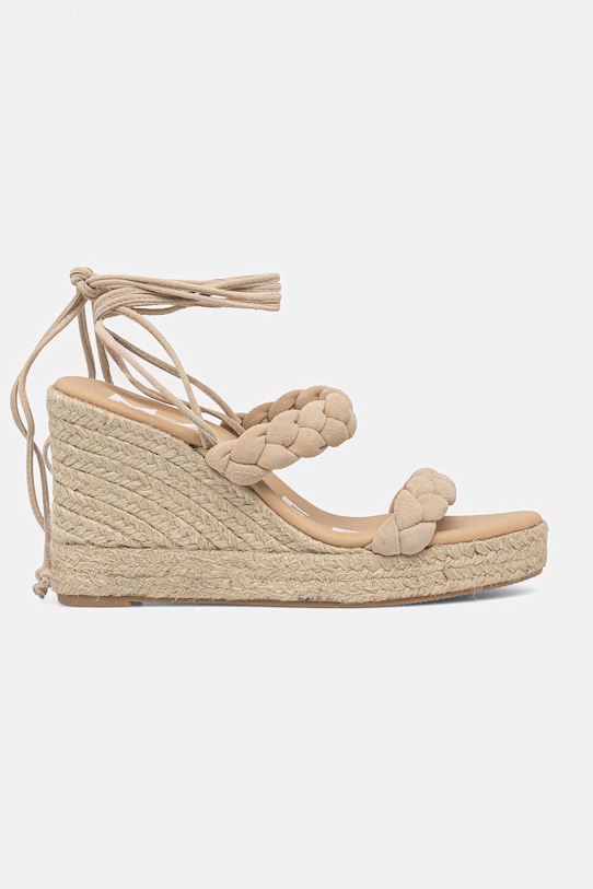 Manebi sandale din piele întoarsă Hamptons Two Braided Bands Wedge Espadrilles M.1.1.WE bej SS25