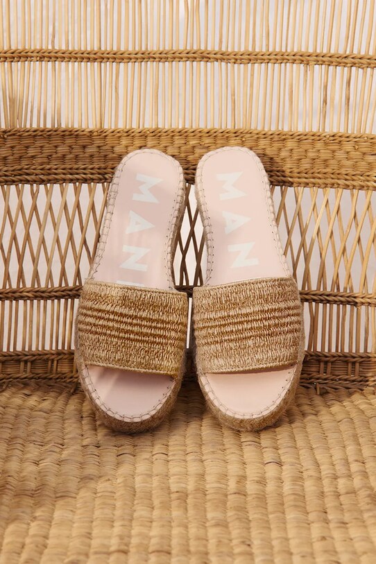 Obuwie Manebi klapki Double Sole Slides H.1.5.DS beżowy